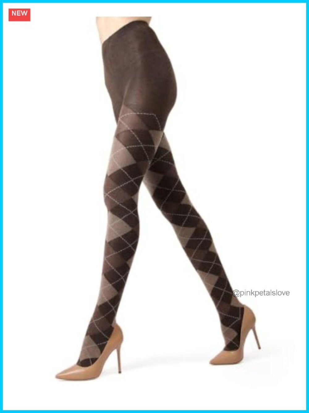 Argyle Cotton Sweater Tights Opaque Warm Winter Hosiery